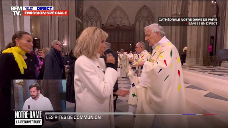 Notre-Dame: Brigitte Macron et le public s'avancent pour la communion