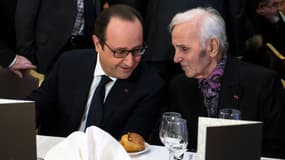 François Hollande et Charles Aznavour