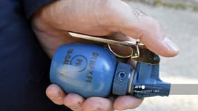 Une réplique d'une grenade à fragmentation à Marseille le 5 novembre 2014 lors d'un exercice.  (photo d'illustration)