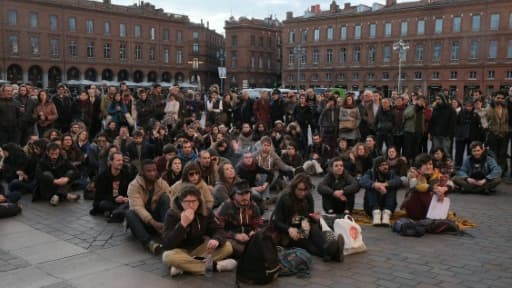 "Nuit Debout" sur la place du Capitole de Toulouse, le 6 avril 2016