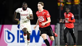 Youssouf Fofana et Lovro Majer lors de Rennes-Monaco, le 15 avril 2022