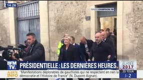 Les images de la sortie de Marine Le Pen par une porte dérobée de la cathédrale de Reims