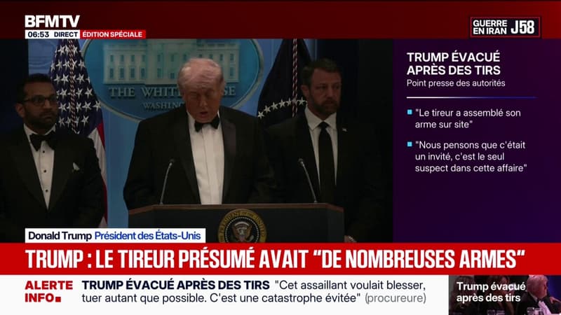 Tirs lors du dîner des correspondants de la Maison Blanche: le tireur présumé avait "de nombreuses armes", affirme Donald Trump