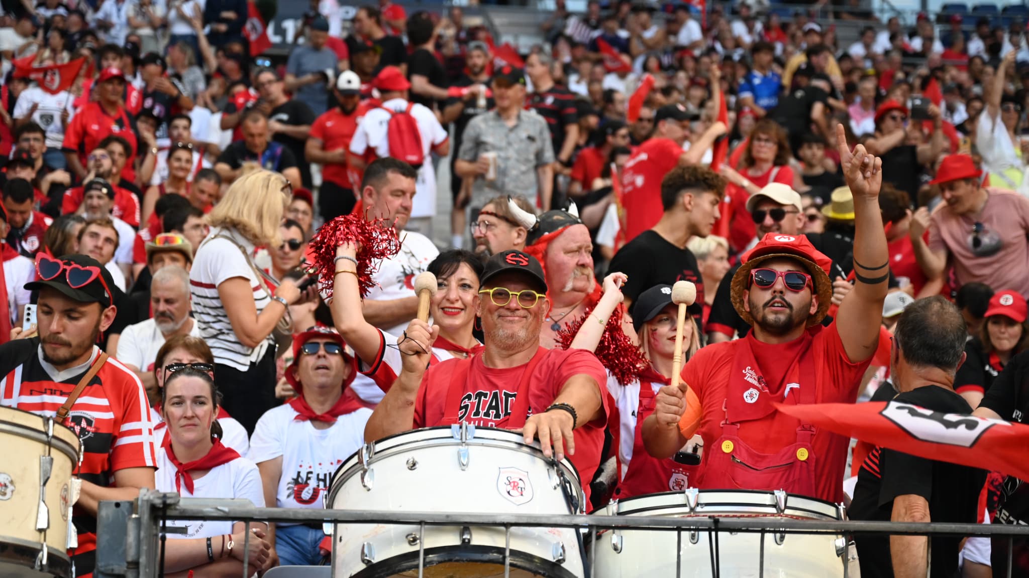 Les supporters du Stade toulousain avant la finale de Top 14, le 28 juin 2025.