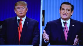 Donald Trump et son rival Ted Cruz, lors d'un débat télévisé entre candidats républicains. 