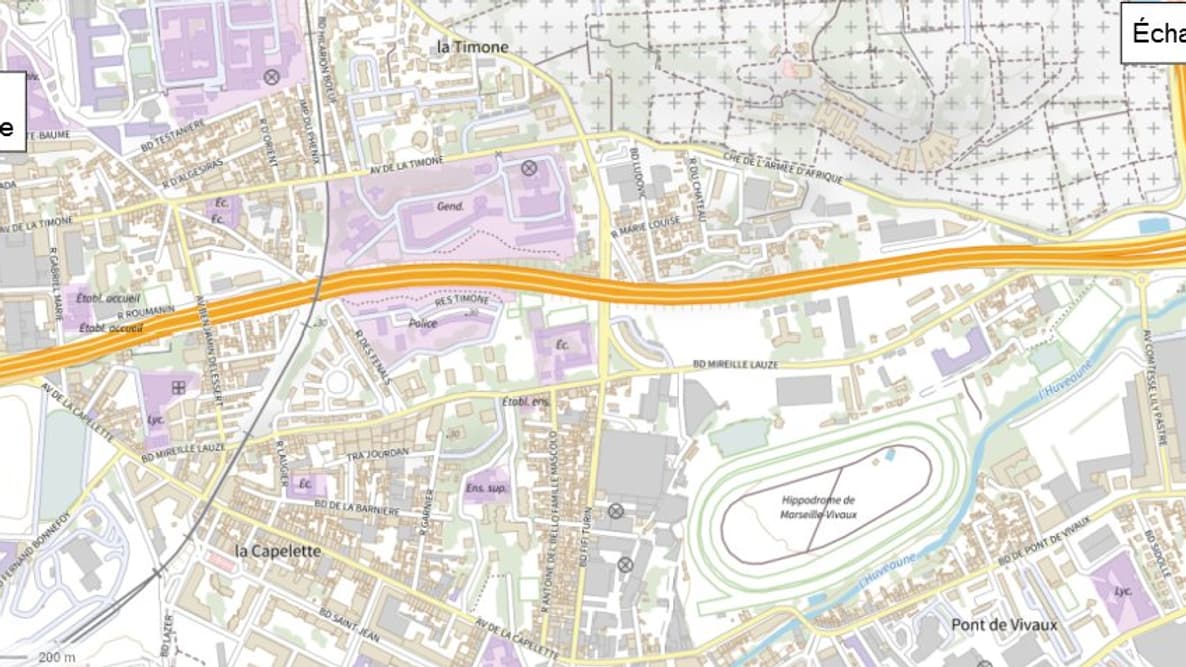La portion en travaux sur l'A50 entre les échangeurs Florian et Place de Pologne.
