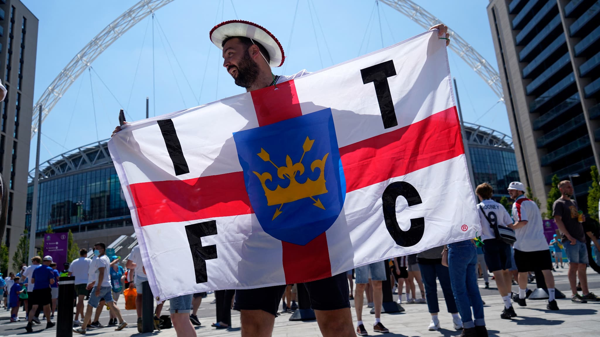 Un supporter de l'Angleterre dimanche avant le match contre la Croatie