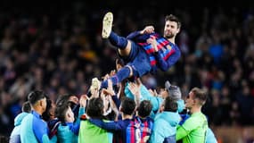 Gérard Piqué après son dernier match avec le FC Barcelone. 