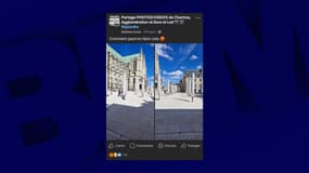Des internautes déplorent l'installation de parasols sur le parvis de la cathédrale de Chartres, où se trouvaient auparavant des arbres.