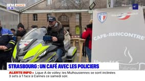 Strasbourg: un café avec les policiers au marché de Noël