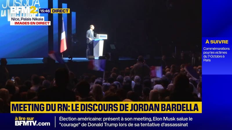 Jordan Bardella au meeting du RN: 