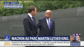 Emmanuel Macron visite le Parc Martin Luther King à Washington 