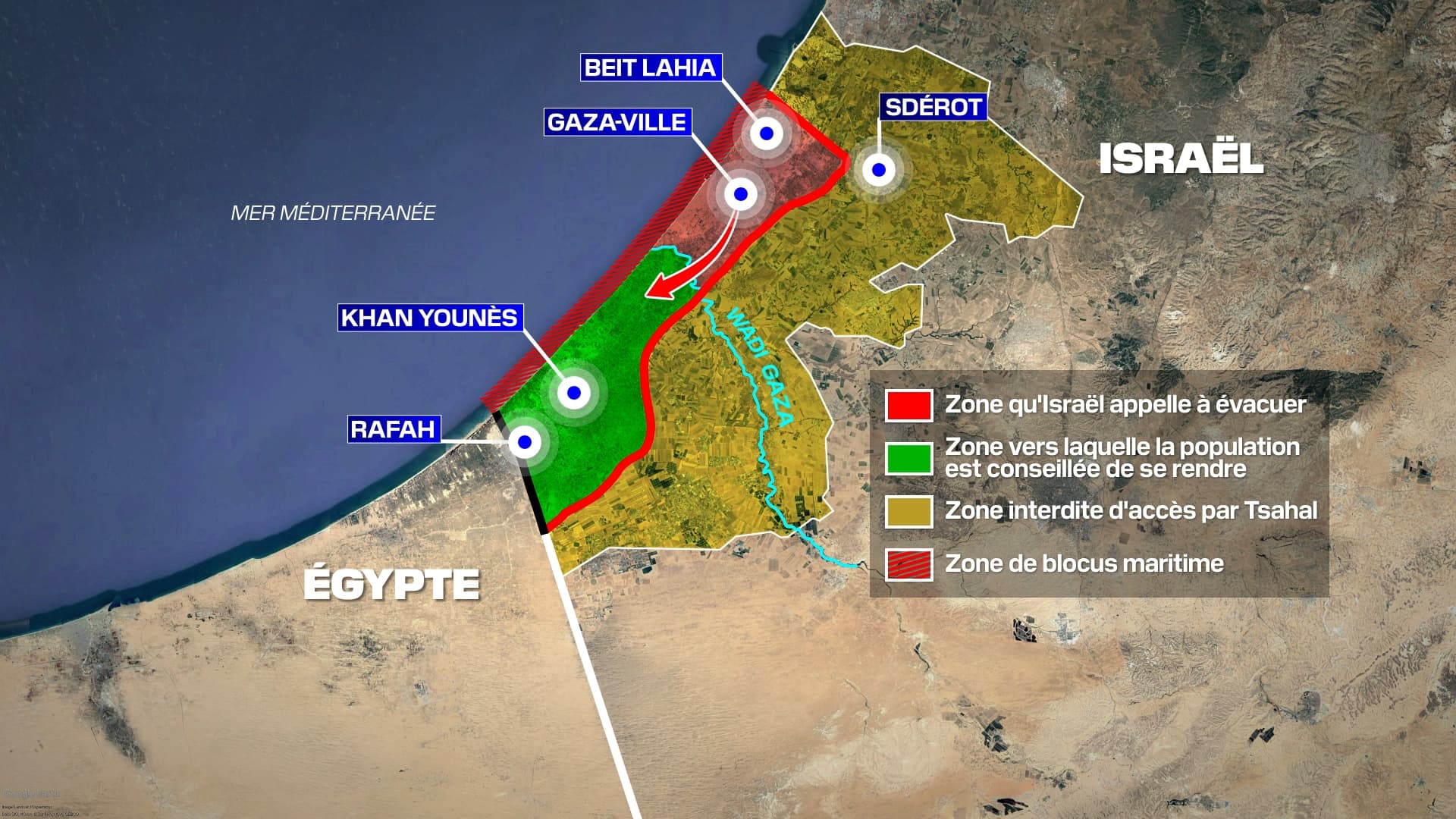 Une carte de la bande de Gaza dans le contexte de la guerre entre le Hamas et Israël