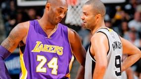 Kobe Bryant (à gauche) avec Tony Parker