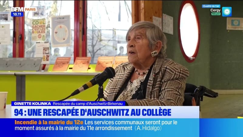 Maisons-Alfort: Ginette Kolinka, rescapée d'Auschwitz, raconte son histoire à des collégiens