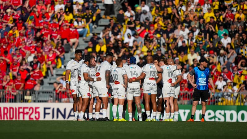 Les joueurs de La Rochelle avant leur huitième de finale de Champions Cup, 5 avril 2025