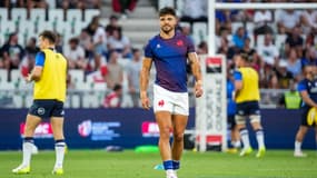 Romain Ntamack, à Geoffroy-Guichard, avant le test match contre l'Ecosse qui lui a été fatal, le samedi 12 août 2023