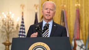 Le président américain Joe Biden lors d'une déclaration sur la situation en Afghanistan, le 8 juillet 2021 à la Maison Blanche, à Washington (États-Unis).
