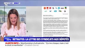 Retraites: la lettre des syndicats aux députés pour leur demander de voter l'abrogation du recul de l'âge légal de départ à la retraite.