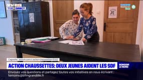 Action chaussettes: deux jeunes filles aident les SDF à Tourcoing