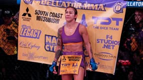 Cristiane "Cyborg" Justino lors de son premier combat au Bellator en janvier 2020