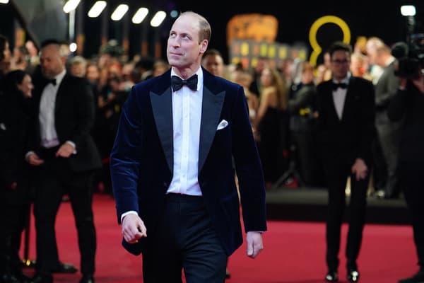 Le Prince William, Prince de Galles, président des Bafta, arrive pour assister aux BAFTA British Academy Film Awards au Royal Festival Hall, Southbank Centre, à Londres, le 18 février 2024.