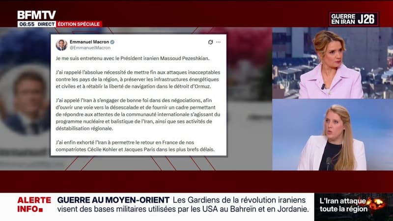 Guerre au Moyen-Orient: Emmanuel Macron a appelé l'Iran à "s'engager de bonne foi dans des négociations" en vue d'une "désescalade" du conflit