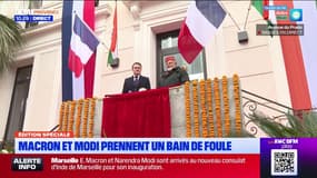 Marseille: bain de foule pour Emmanuel Macron et Narendra Modi