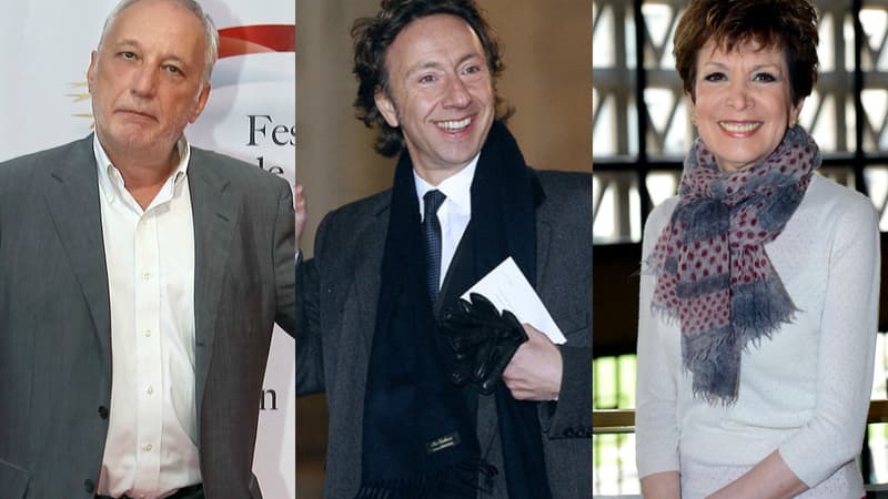 Français Berléand, Stéphane Bern et Catherine Laborde font partie des personnalités invités à l'Hôtel de Ville de Paris après la passation de pouvoir d'Emmanuel Macron, le 14 mai 2017