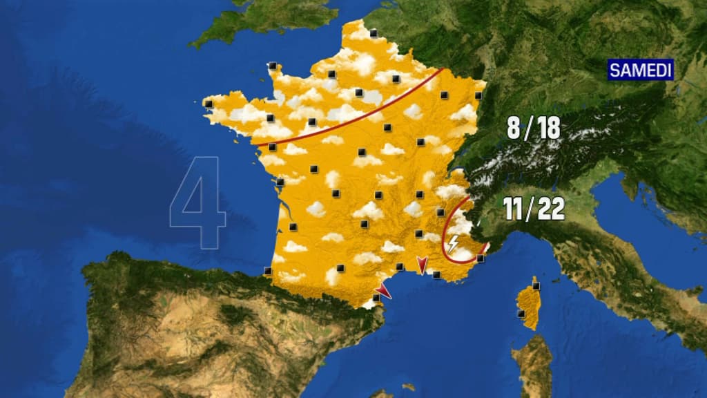 Carte de la météo de ce samedi.