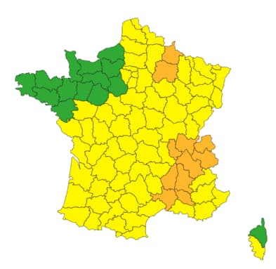 11 départements placés en vigilance orange pour orages par Météo-France, le 22 juin 2023