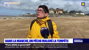 Tempête Pierrick: les grandes marées attirent les pêcheurs le long du littoral de la Manche