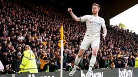 Kevin de Bruyne célébrant son but contre Wolverhampton le 11 mai 2022