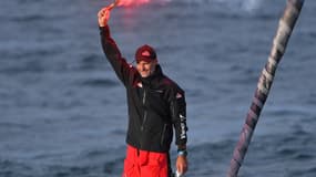 Jérémie Beyou à son arrivée aux Sables d'Olonne le 14 juillet