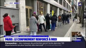 Déjà une file d'attente devant un supermarché de la Porte d'Orléans, avant son ouverture 