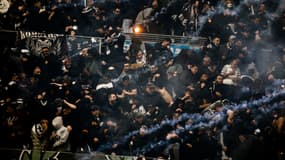Des supporters du PAOK contre l'OM le 7 avril 2022