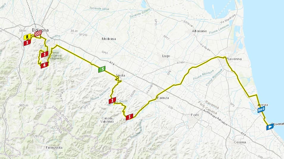 Le parcours de la deuxième étape du Tour de France 2024 entre Cesenatico et Bologne Le parcours de la deuxième étape du Tour de France 2024 entre Cesenatico et Bologne