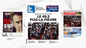 Les unes de la presse de ce vendredi 17 mars 2023, au lendemain de l'annonce du 49.3 pour faire passer la réforme des retraites