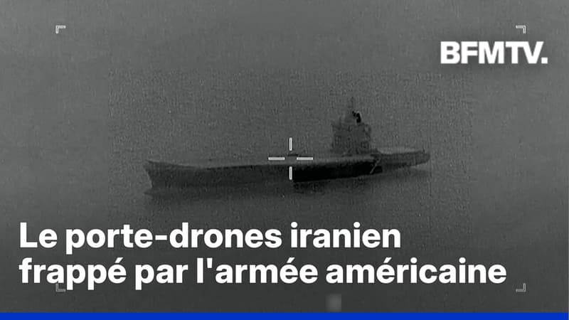 Guerre au Moyen-Orient: les images du porte-drones iranien frappé par l'armée américaine