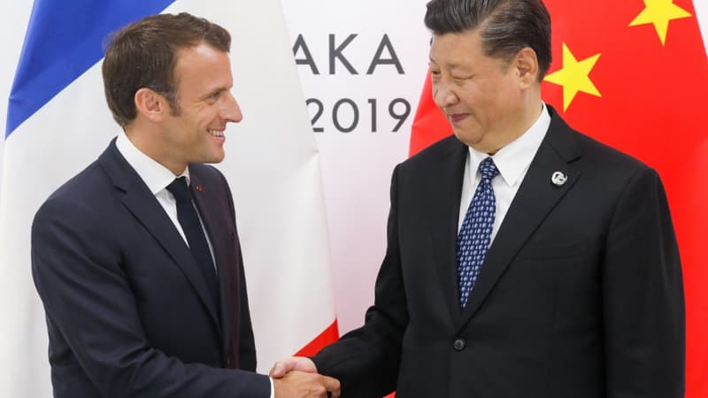 Emmanuel Macron et Xi Jinping lors d'un meeting bilatéral au sommet du G20 à Osaka, le 29 juin 2019