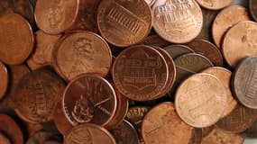 Des pennies (pièces d'un cent) sur une table le 10 février 2025 à New York, aux Etats-Unis (illustration)