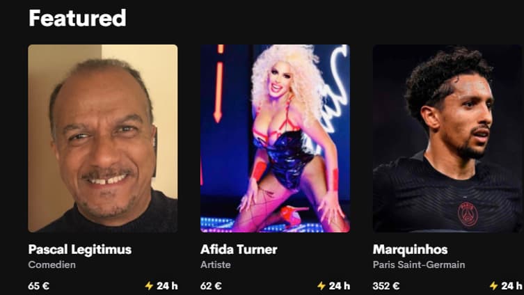 Des personnalités à la une du site de Cameo. Des personnalités à la une du site de Cameo.