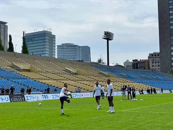 Neymar, Kylian Mbappé and Sergio Ramos during the tour in Japan