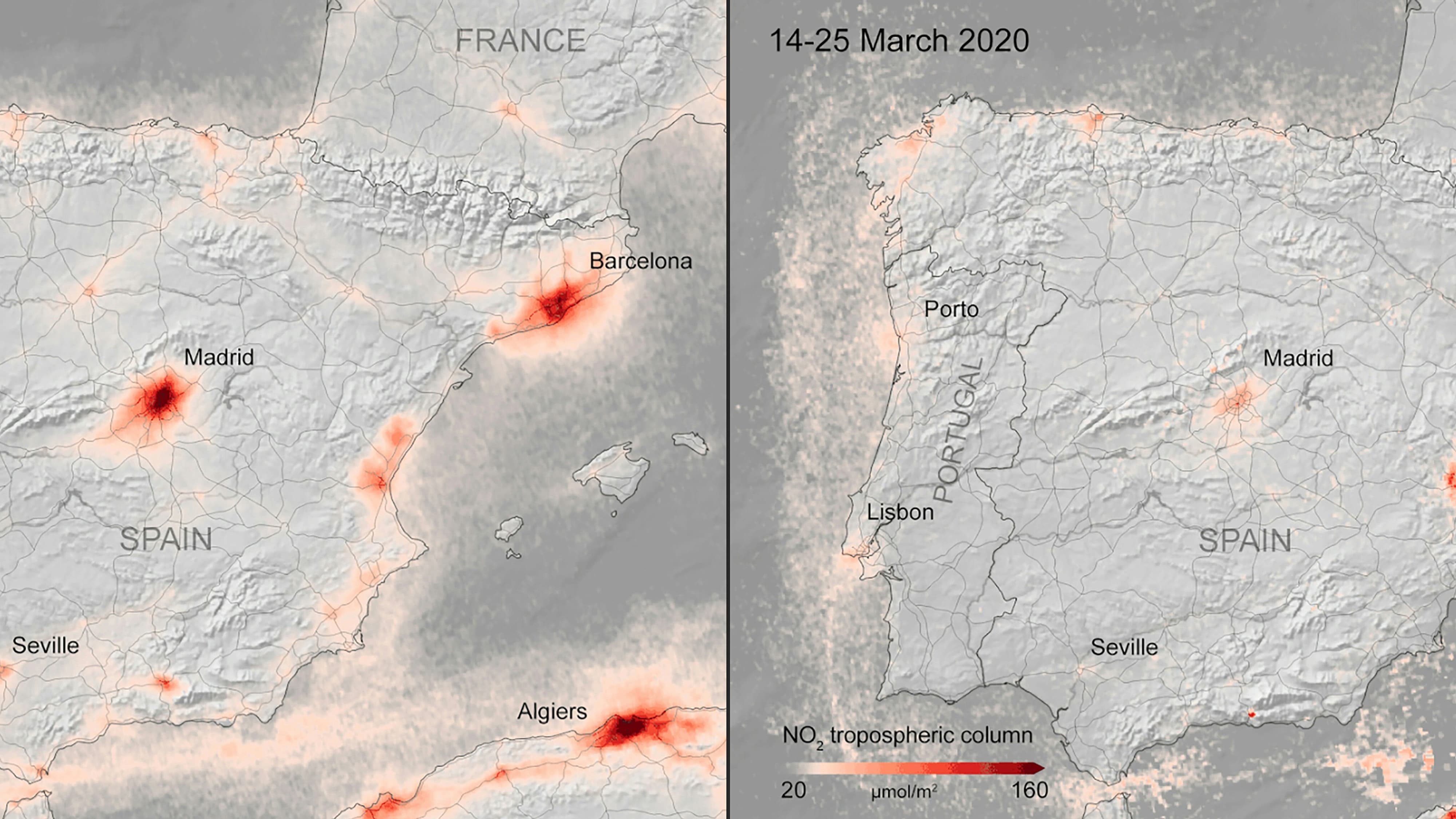 Les niveaux de dioxyde d'azote en Espagne Les niveaux de dioxyde d'azote en Espagne