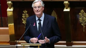 Le Premier ministre Michel Barnier à la tribune de l'Assemblée nationale, lors de son discours de politique générale, le 1er octobre 2024.