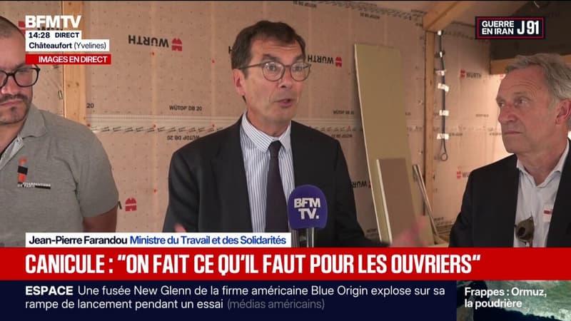 Canicule: "Chaque chef d'entreprise est responsable de la santé de ses salariés", rappelle Jean-Pierre Farandou, ministre du Travail