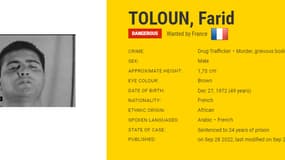 Farid Toloun est recherché par Europol.