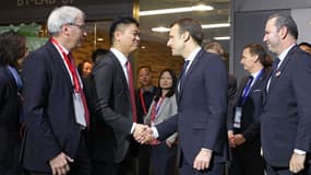 Emmanuel Macron et Richard Liu, PDG de JD.com