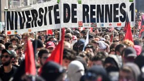 Manifestation des étudiants de l'université de Rennes 1 le 19 avril 2018.