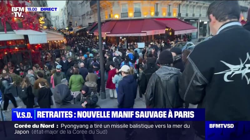 Paris: une nouvelle manifestation spontanée contre la réforme des retraites a pris place dans le quartier Montorgueil